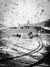 Full frame shot of raindrops on window