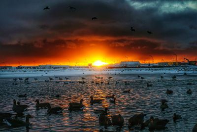 Scenic view of sea against cloudy sky