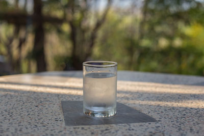 Close-up of water in glass on table