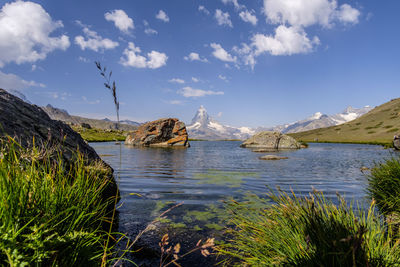 Scenic view of lake against sky