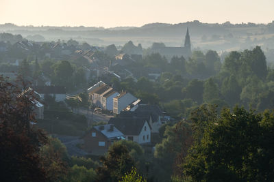 High angle view of townscape against sky