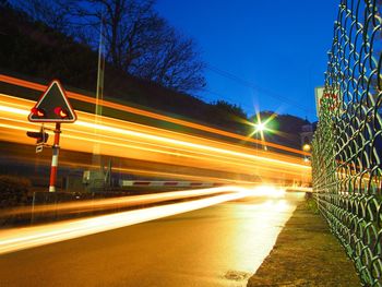 Light trails on highway at night