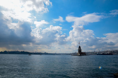 Scenic view of sea against cloudy sky