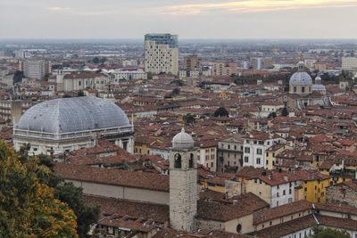 High angle view of buildings in city