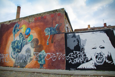 Low angle view of graffiti wall