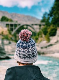 Rear view of woman looking at mountain