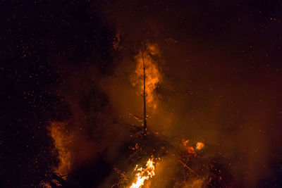 Low angle view of fire in sky at night