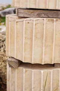 Close-up of ancient stone column
