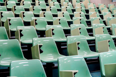 High angle view of empty chairs