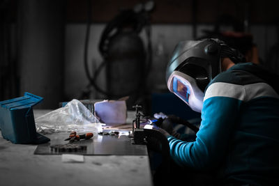 Man working on table