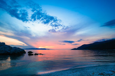 Scenic view of sea against sky during sunset