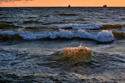 Sunrise over the baltic sea in gdynia poland