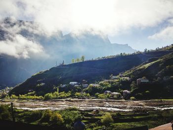 Scenic view of mountains against sky