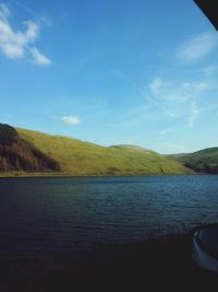 Scenic view of lake against cloudy sky