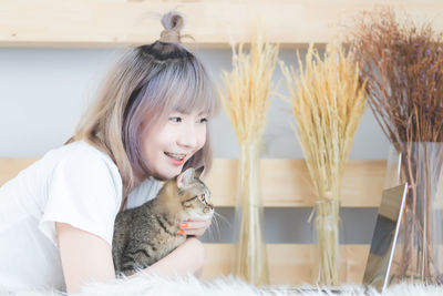 Portrait of smiling girl looking at camera