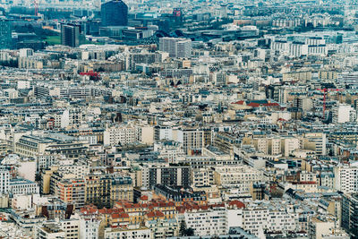 High angle view of city buildings