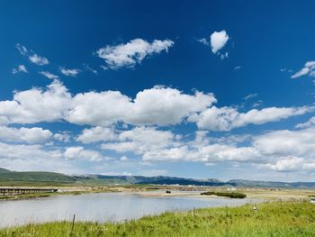 Scenic view of lake against sky