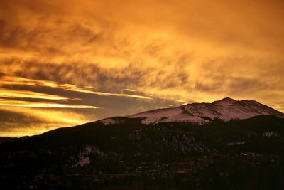 Scenic view of mountains against cloudy sky