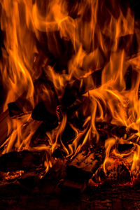 Close-up of bonfire at night