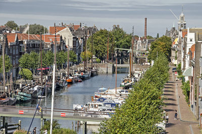 Aerial view of delfshaven, rotterdma, the netherlands