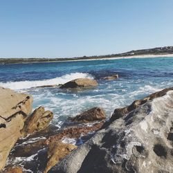 Scenic view of sea against clear sky