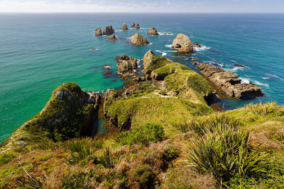 Panoramic view of rocks on beach