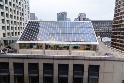 Low angle view of modern building against sky