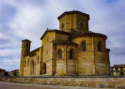 Low angle view of old building against sky