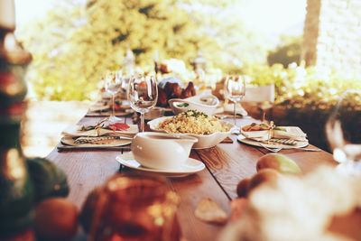 Place setting on table