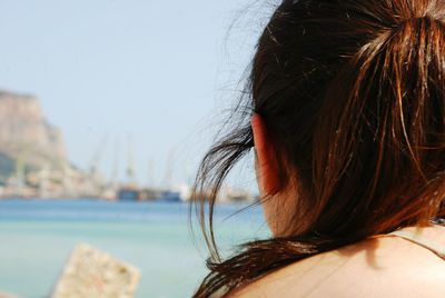 Rear view of woman looking at view