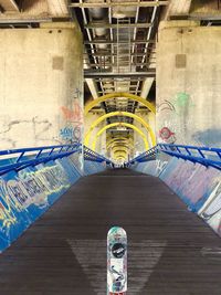 High angle view of bridge in tunnel