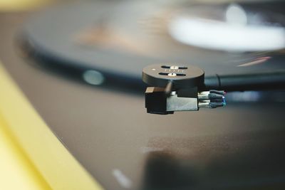 Close-up of vintage car on table