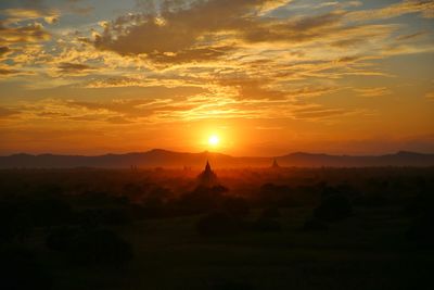 Silhouette of temple during sunset