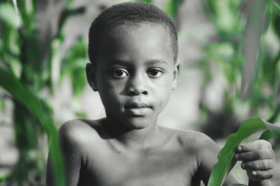 Portrait of shirtless boy