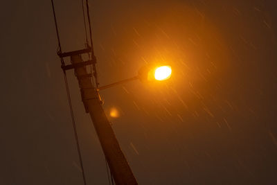 Low angle view of silhouette electricity pylon against sky during sunset