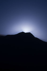 Silhouette mountain range against clear sky