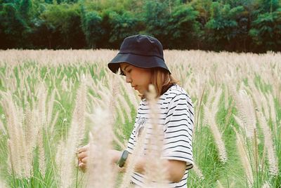 Woman standing in farm