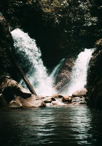 Scenic view of waterfall in forest