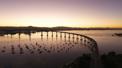 Scenic view of sea against clear sky during sunset