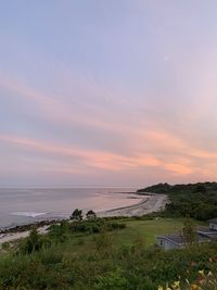 Scenic view of sea against sky during sunset