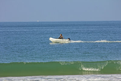 Scenic view of sea against clear sky