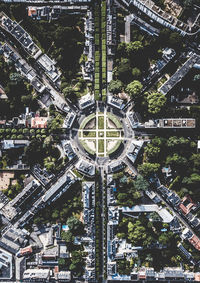 High angle view of buildings in city