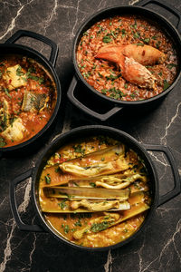 High angle view of food on table