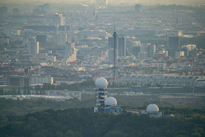 Aerial view of modern buildings in city