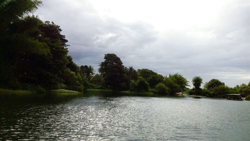 Scenic view of sea against cloudy sky