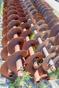 High angle view of rusty metal