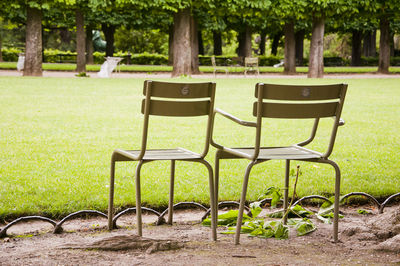 Chairs in park