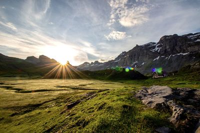 Scenic view of mountains against sky