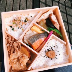 High angle view of food in container