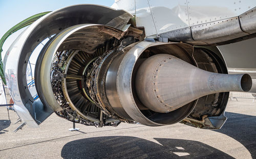 High angle view of machine part